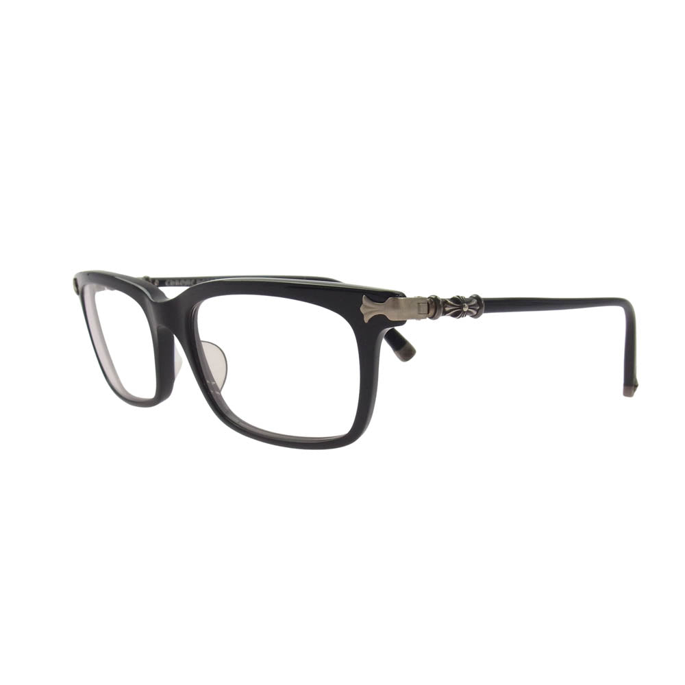 CHROME HEARTS クロムハーツ（原本無） FUN HATCH-A ファンハッチ クロステンプル スクエアフレーム サングラス 眼鏡 メガネ アイウェア ブラック系 54□16-148【中古】