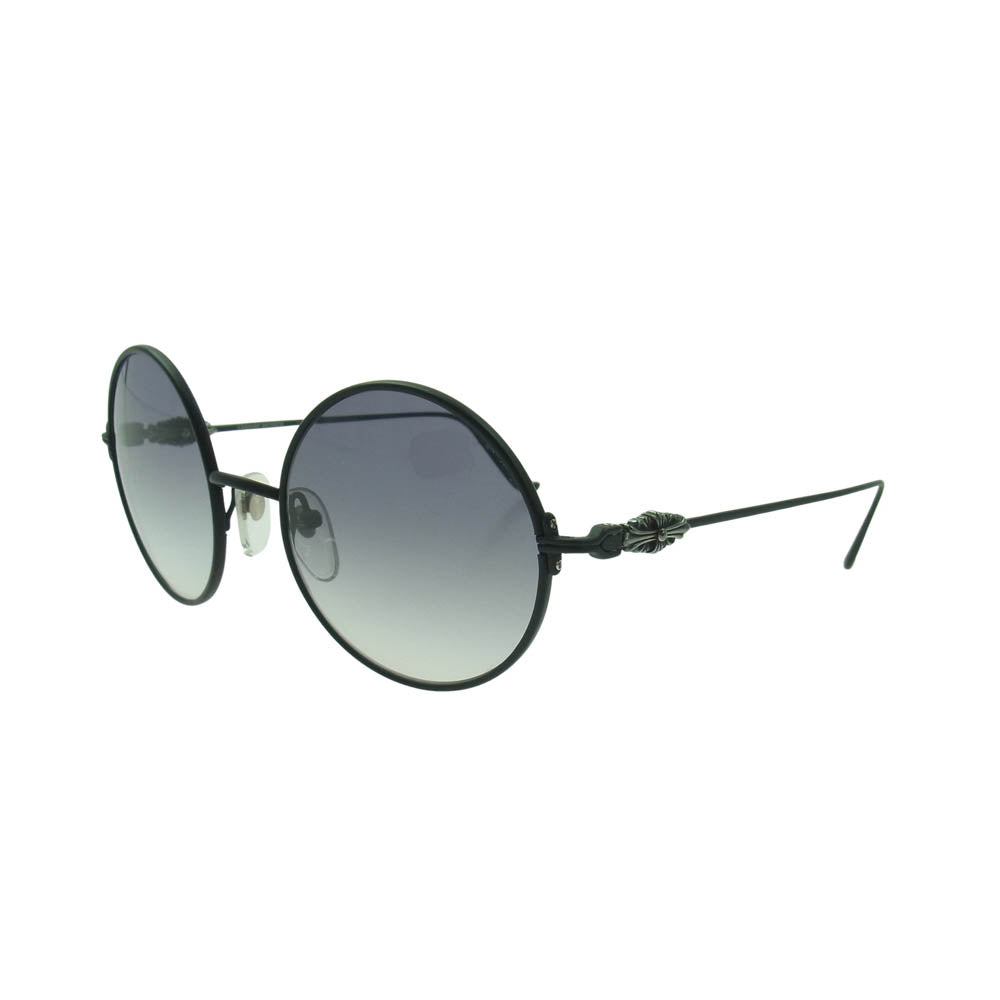 CHROME HEARTS クロムハーツ（原本無） OVARYEASY フローラルクロステンプル ラウンド サングラス アイウェア ブラック系 ダークグレー系 53□21-134【中古】