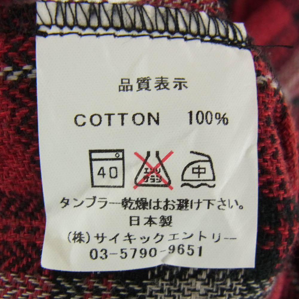 HEX ANTISTYLE ヘックスアンチスタイル チェック フード付き 長袖 シャツ レッド系 L【中古】