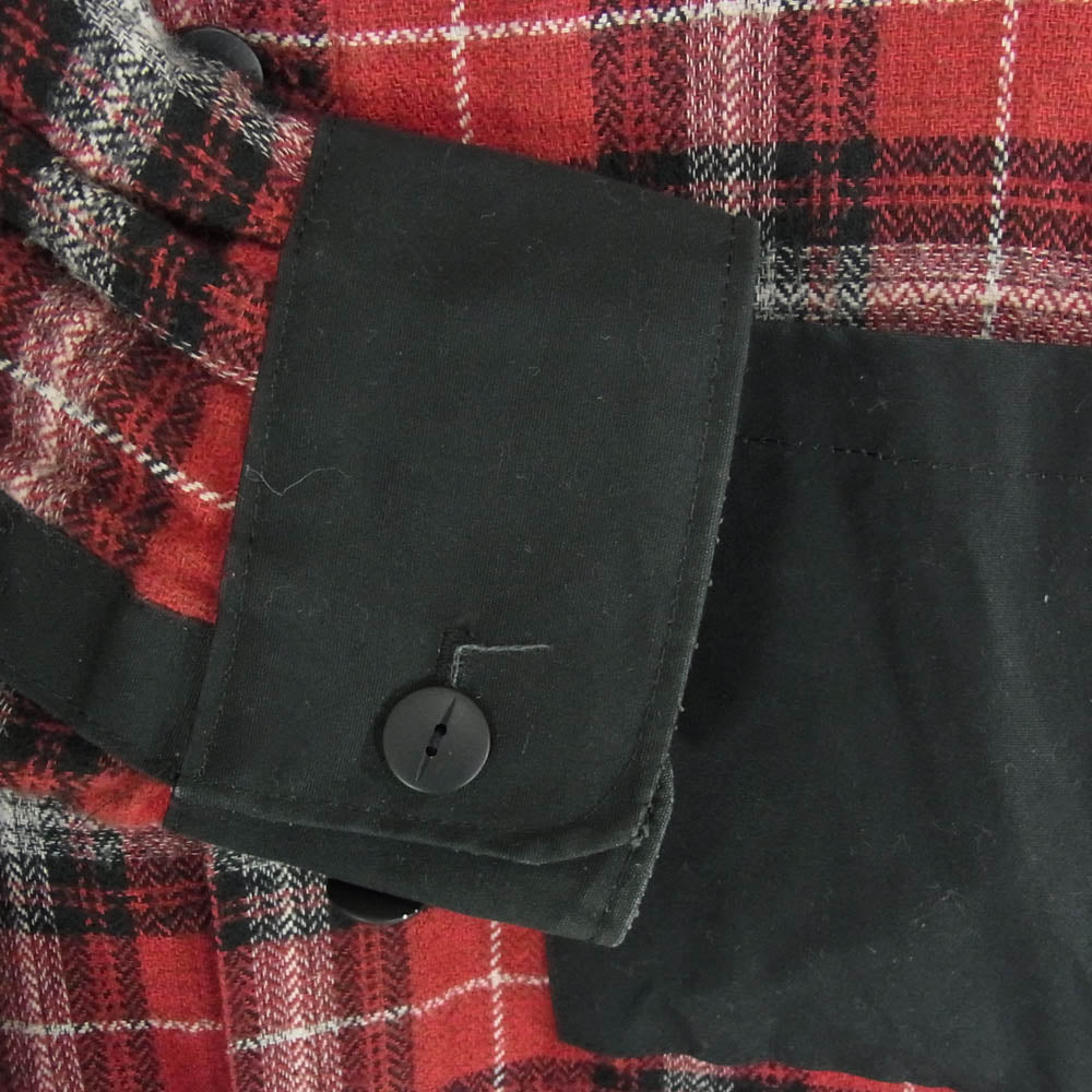 HEX ANTISTYLE ヘックスアンチスタイル チェック フード付き 長袖 シャツ レッド系 L【中古】