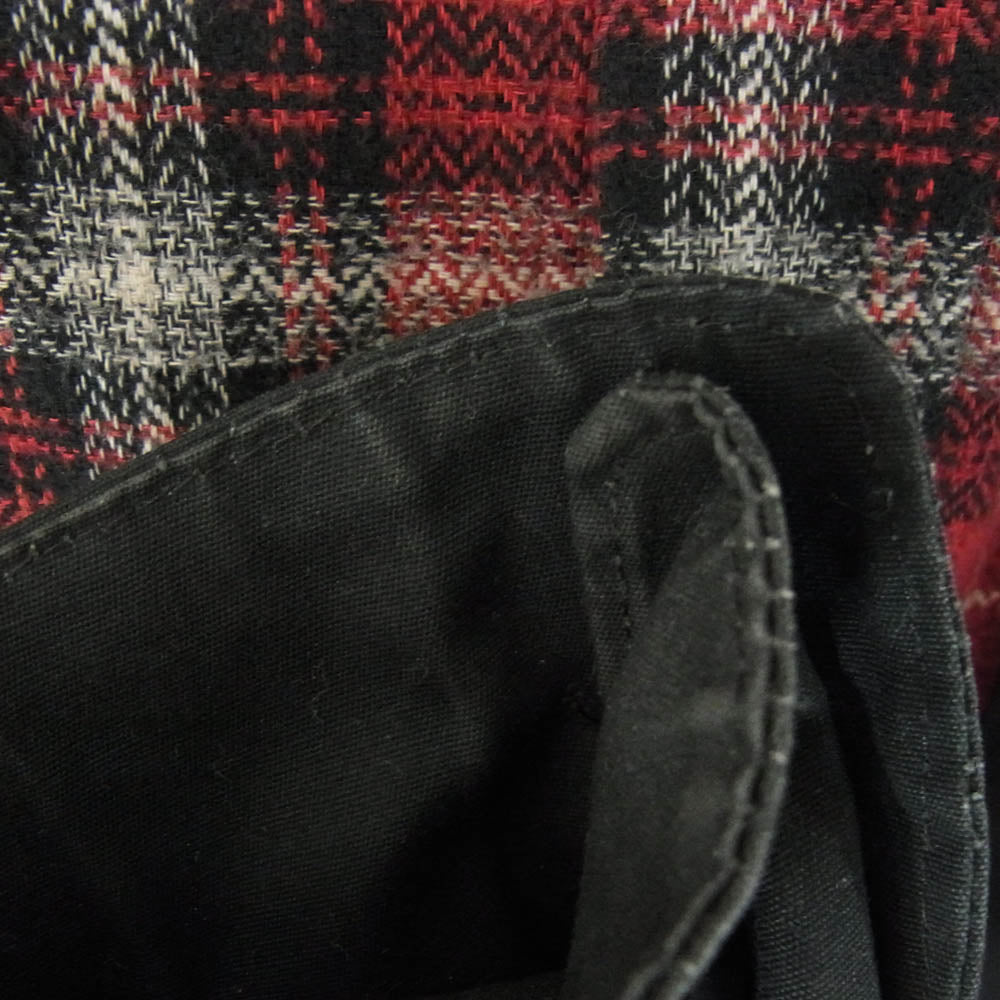 HEX ANTISTYLE ヘックスアンチスタイル チェック フード付き 長袖 シャツ レッド系 L【中古】