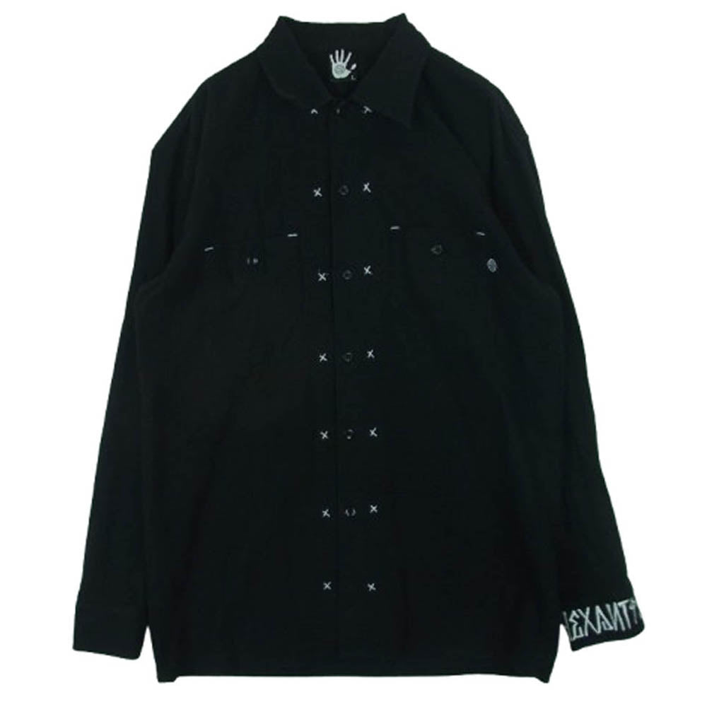 HEX ANTISTYLE ヘックスアンチスタイル コットン バックプリント 長袖 シャツ ブラック系 L【中古】