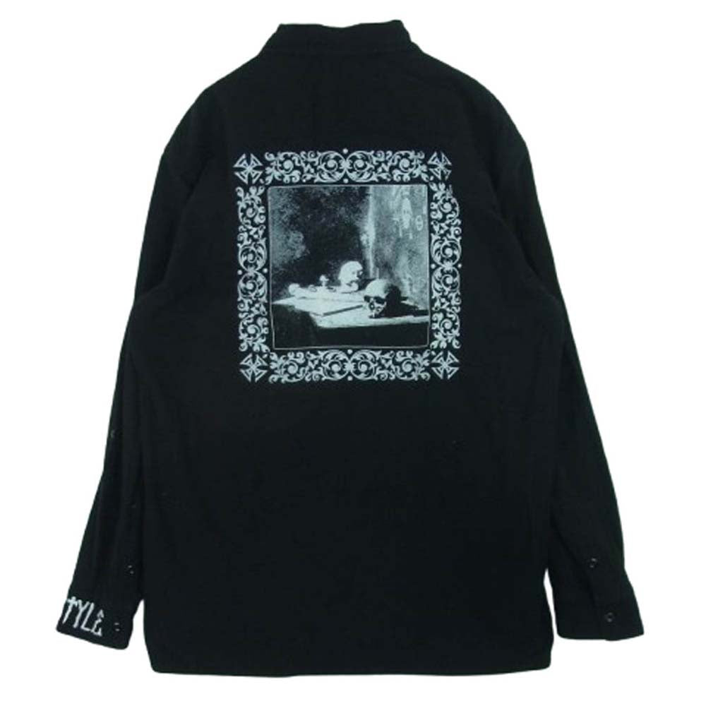 HEX ANTISTYLE ヘックスアンチスタイル コットン バックプリント 長袖 シャツ ブラック系 L【中古】