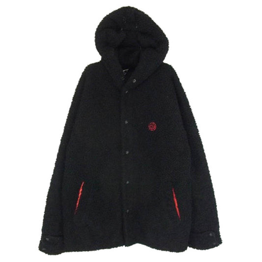 HEX ANTISTYLE ヘックスアンチスタイル ボア ロゴ 刺繍 ジャケット ブラック系 M【中古】