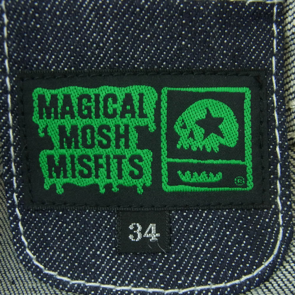 マジカル モッシュミスフィッツ M×M×M ストレッチ DENIM どろどろM×M×M ロゴ 刺繍 デニム パンツ ブラック系 34【美品】【中古】