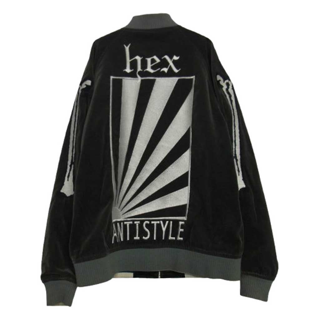 HEX ANTISTYLE ヘックスアンチスタイル Reversible Logo Embroidery Stadium Jumper リバーシブル スタジャン スカジャン ブルゾン ジャケット カーキ系 M【中古】