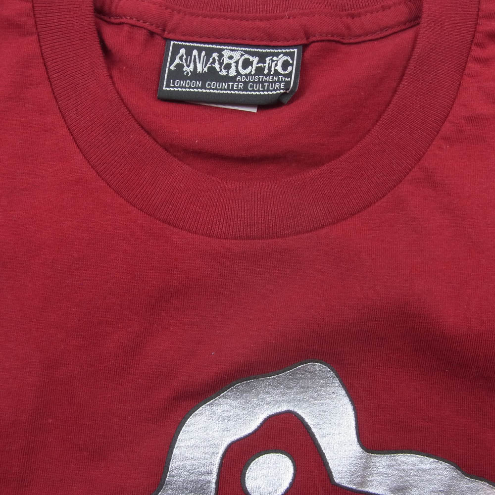 アナーキック アジャストメント USA製 フロント プリント ロゴ Tシャツ 半袖 カットソー レッド レッド系 L【中古】