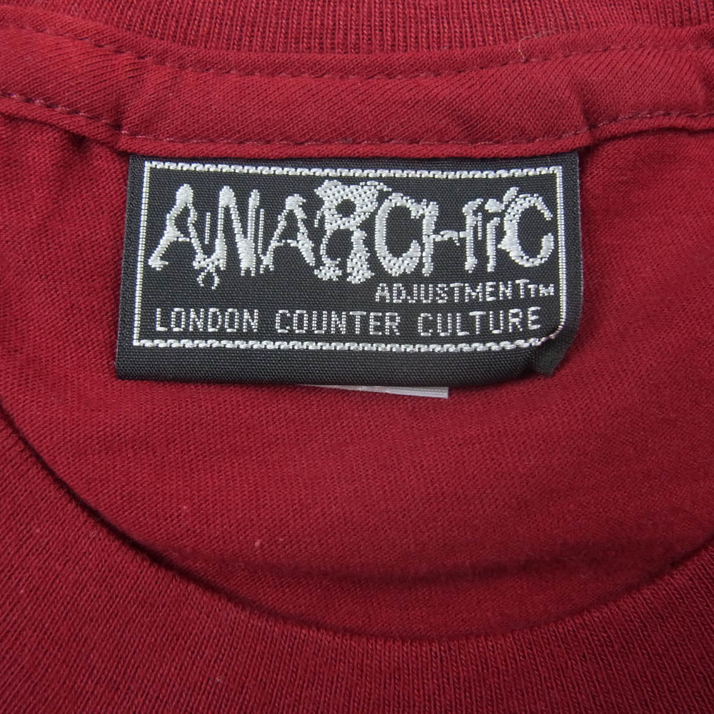 アナーキック アジャストメント USA製 フロント プリント ロゴ Tシャツ 半袖 カットソー レッド レッド系 L【中古】