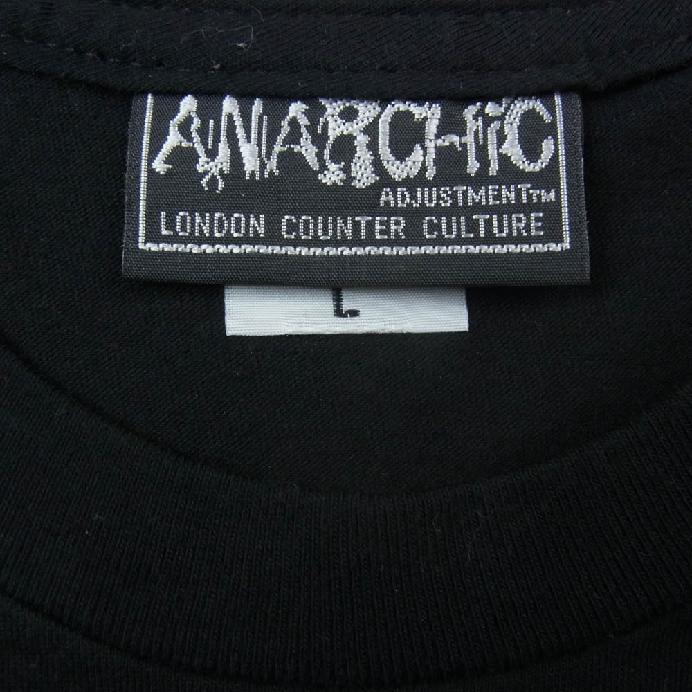アナーキック アジャストメント USA製 フロント プリント ロゴ Tシャツ 半袖 カットソー ブラック ブラック系 L【中古】