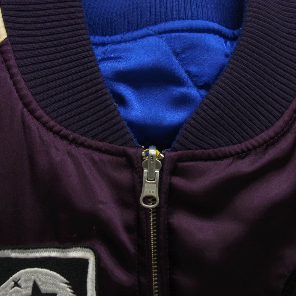 PUNK DRUNKERS パンクドランカーズ リバーシブル 刺繍 スカジャン ブルゾン ジャケット ブルー系 パープル系 L【中古】