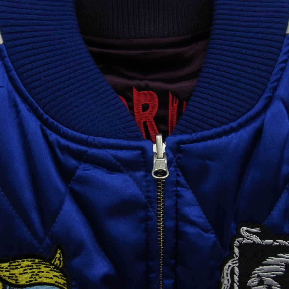 PUNK DRUNKERS パンクドランカーズ リバーシブル 刺繍 スカジャン ブルゾン ジャケット ブルー系 パープル系 L【中古】