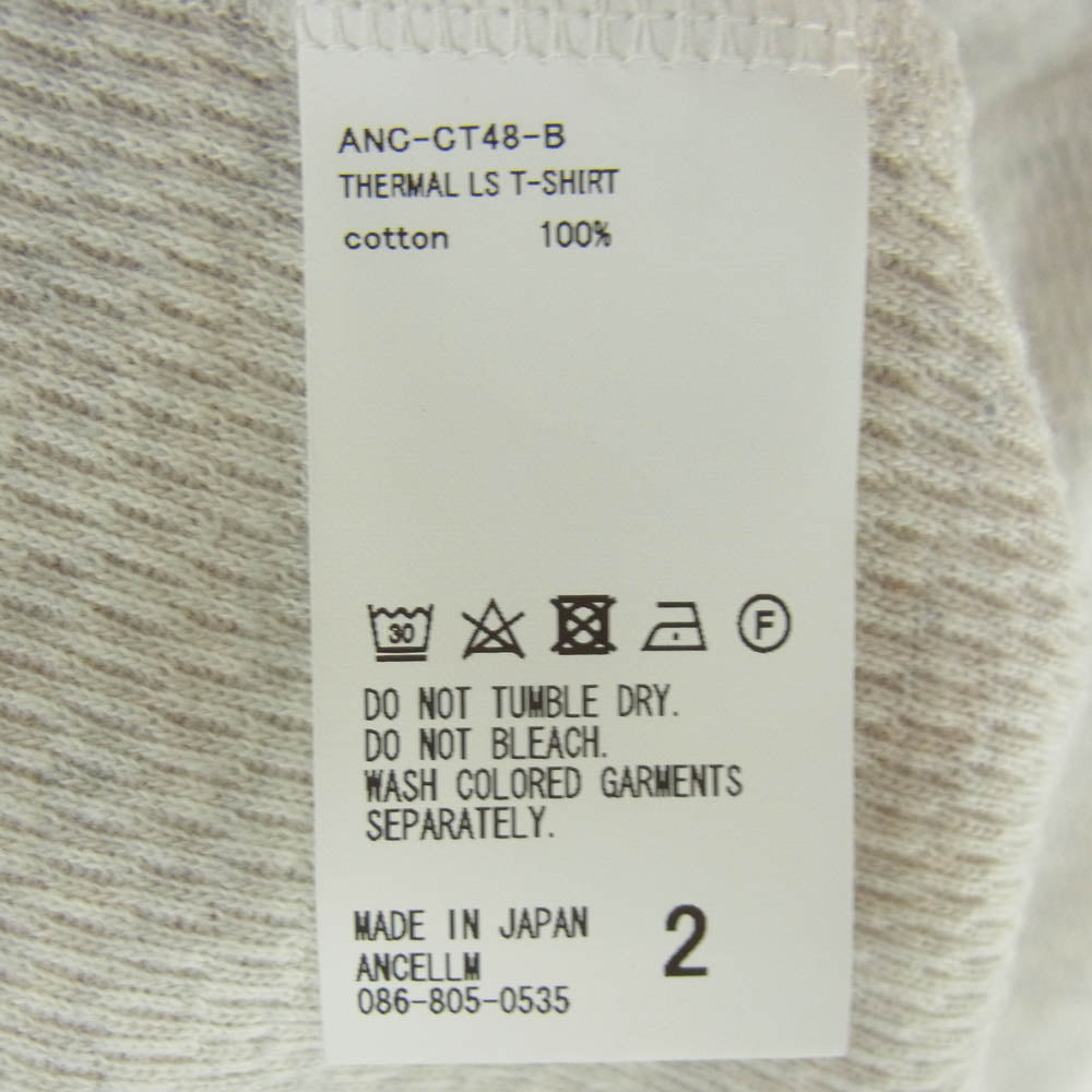 ANCELLM アンセルム ANC-CT48 WAFFLE CREW NECK LS T-SHIRT ワッフル クルーネック 長袖 Tシャツ カットソー ホワイト系 2【中古】