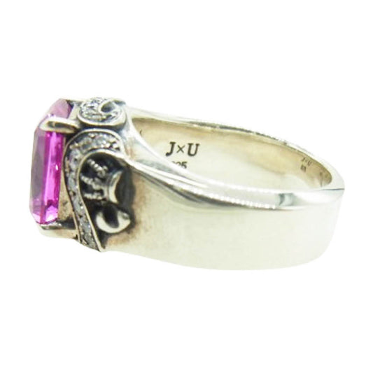 Justin Davis ジャスティンデイビス SRJ553 J×U GLAM ROX グラムロックス クラウン ストーン リング SYNTHEIC RUBY シルバー系 13号【中古】