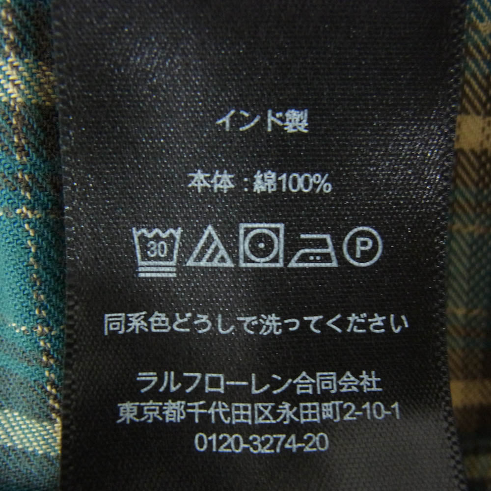 RRL ダブルアールエル MNRRWOV16820373 Plaid Twill Workshirt チェック ツイル ワークシャツ 緑青系 S【新古品】【未使用】【中古】