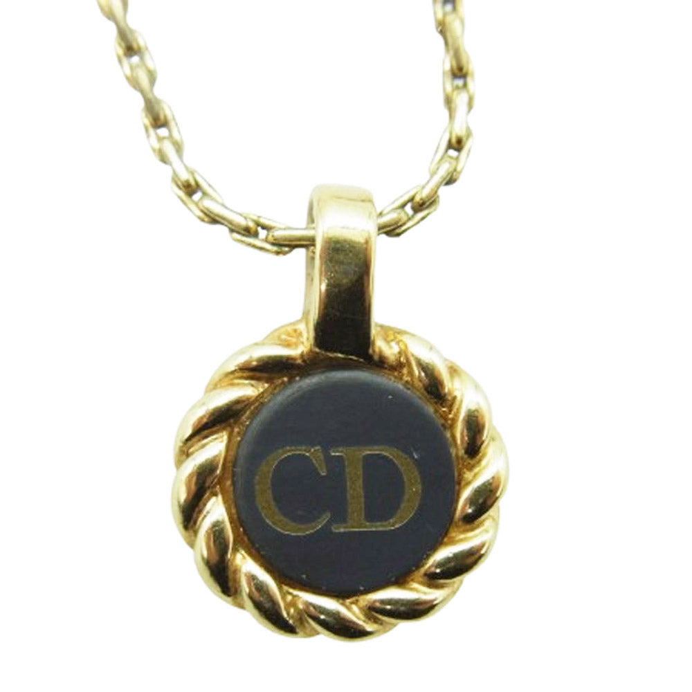 Christian Dior クリスチャンディオール CDアイコン サークル ロゴ ネックレス ゴールド系【中古】