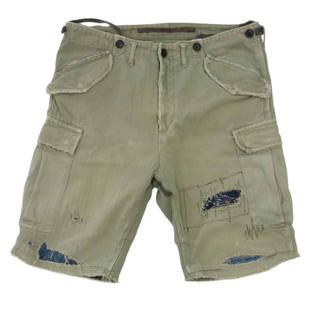 VISVIM ビズビム 0220905008003 ICT JUMBO EIGER SANCTION SHORTS CRASH リペアクラッシュ加工 カーゴ ショーツ ハーフパンツ カーキ系 2【中古】