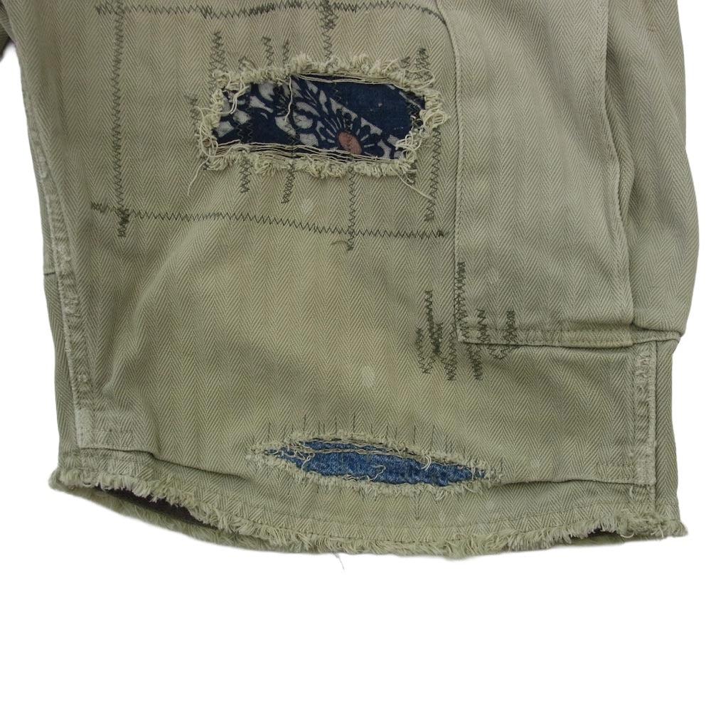 VISVIM ビズビム 0220905008003 ICT JUMBO EIGER SANCTION SHORTS CRASH リペアクラッシュ加工 カーゴ ショーツ ハーフパンツ カーキ系 2【中古】