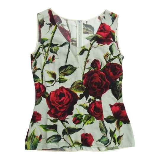 DOLCE&GABBANA ドルチェアンドガッバーナ フローラル総柄 花柄 レーヨン ノースリーブ ブラウス カットソー マルチカラー系 42【中古】