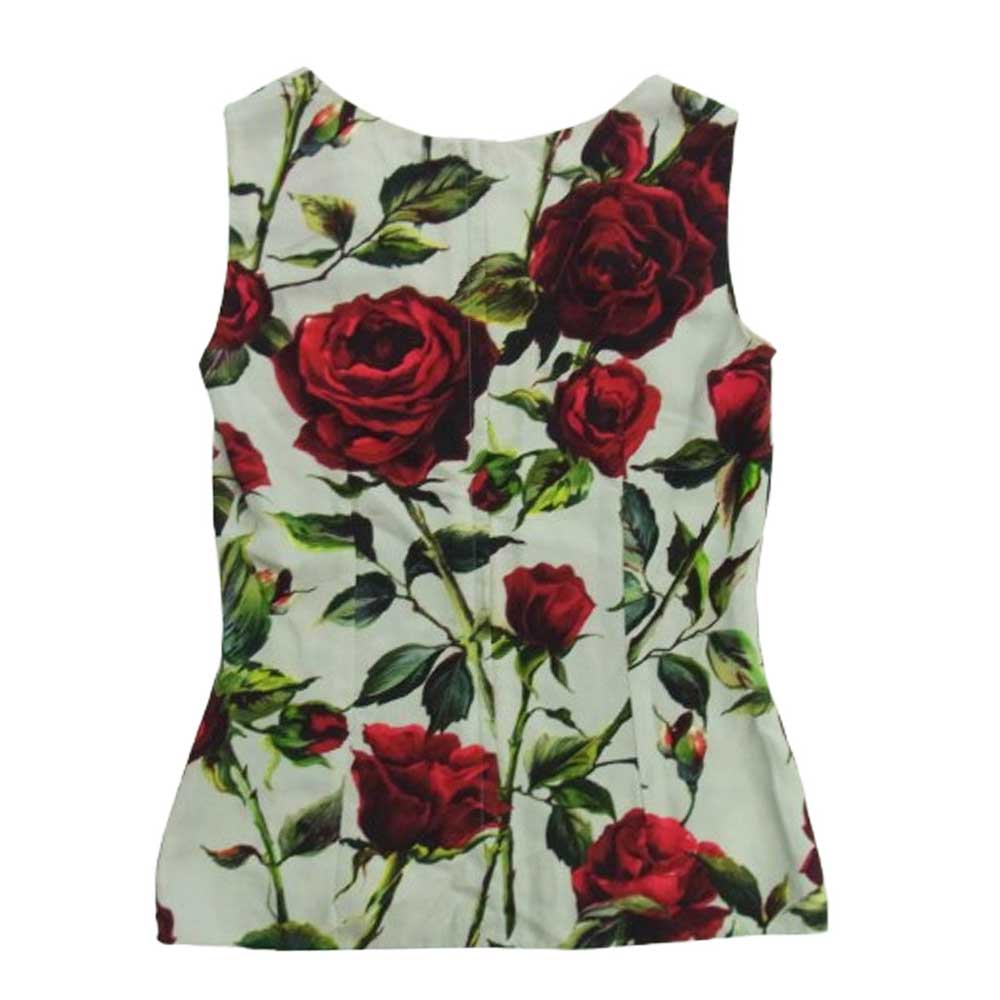 DOLCE&GABBANA ドルチェアンドガッバーナ フローラル総柄 花柄 レーヨン ノースリーブ ブラウス カットソー マルチカラー系 42【中古】