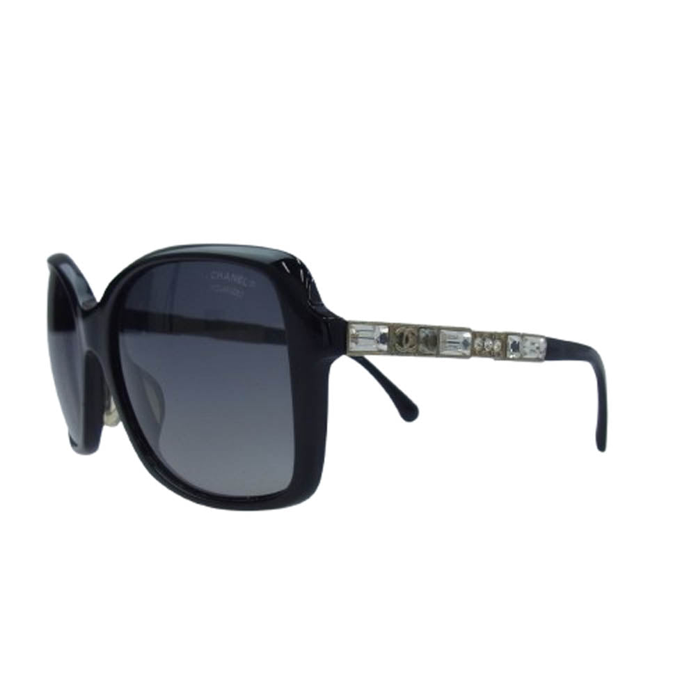 CHANEL シャネル ココマーク ラインストーン オーバル サングラス アイウェア ブラック系【中古】