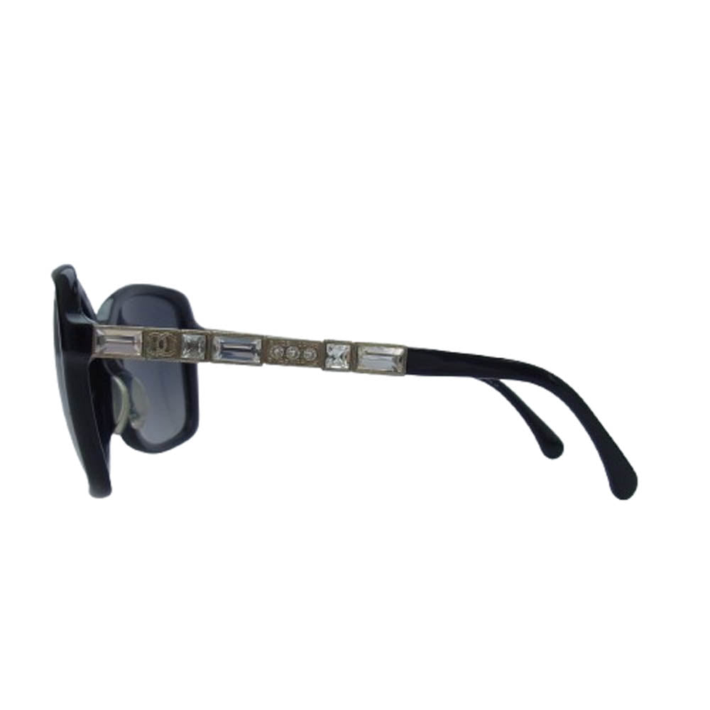 CHANEL シャネル ココマーク ラインストーン オーバル サングラス アイウェア ブラック系【中古】