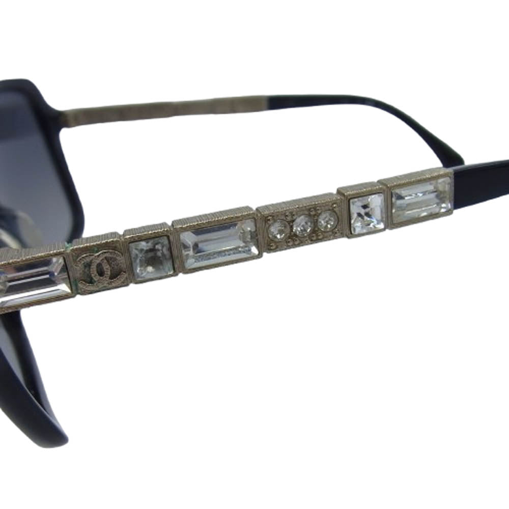 CHANEL シャネル ココマーク ラインストーン オーバル サングラス アイウェア ブラック系【中古】