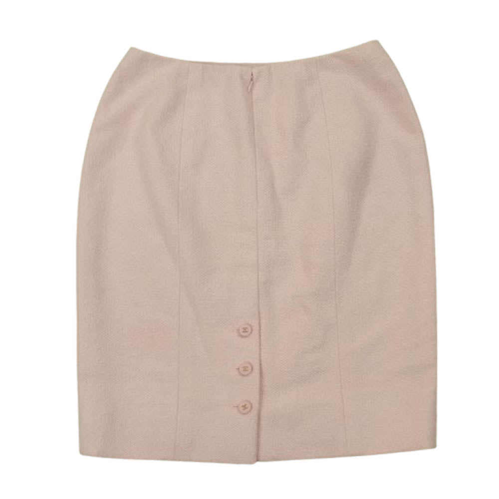 CHANEL シャネル ココマークボタン ツイード スカート フランス製 ピンク系 40【中古】