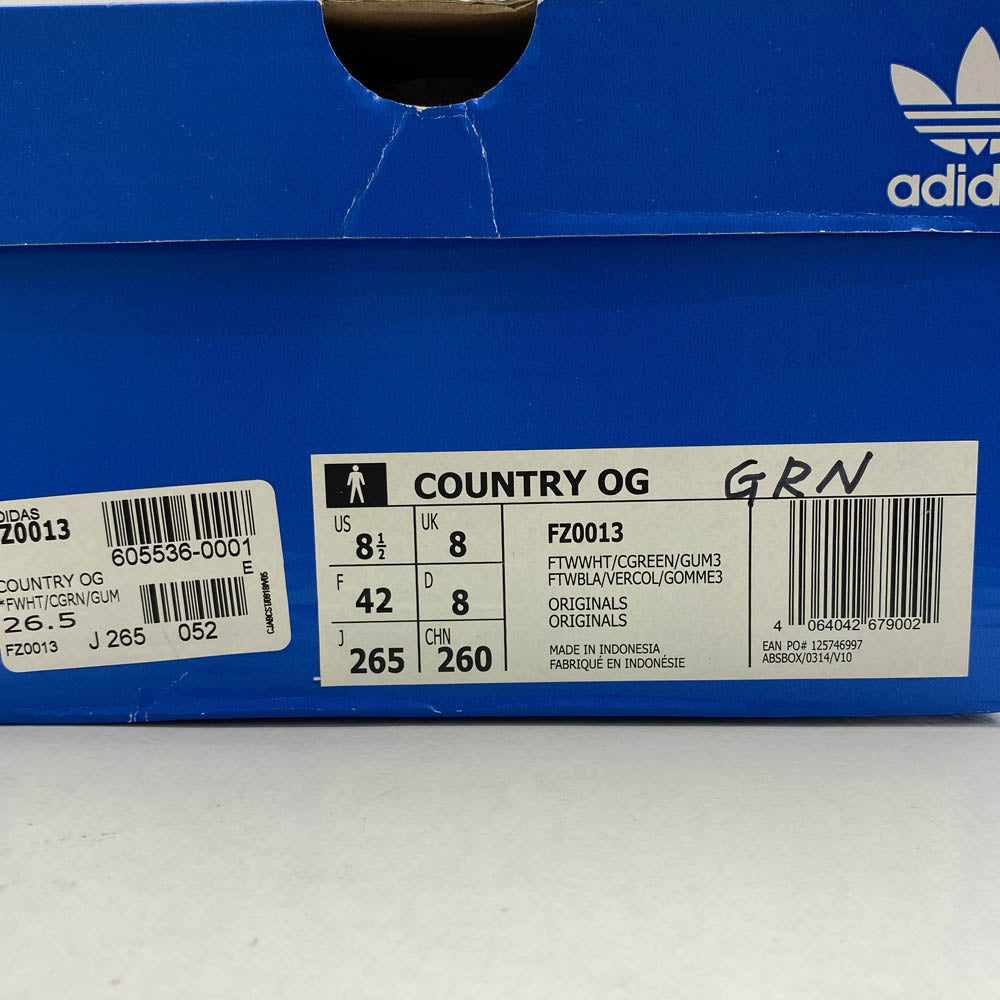 adidas アディダス FZ0013 COUNTRY OG カントリー スニーカー ホワイト×グリーン ホワイト系 グリーン系 26.5cm【中古】