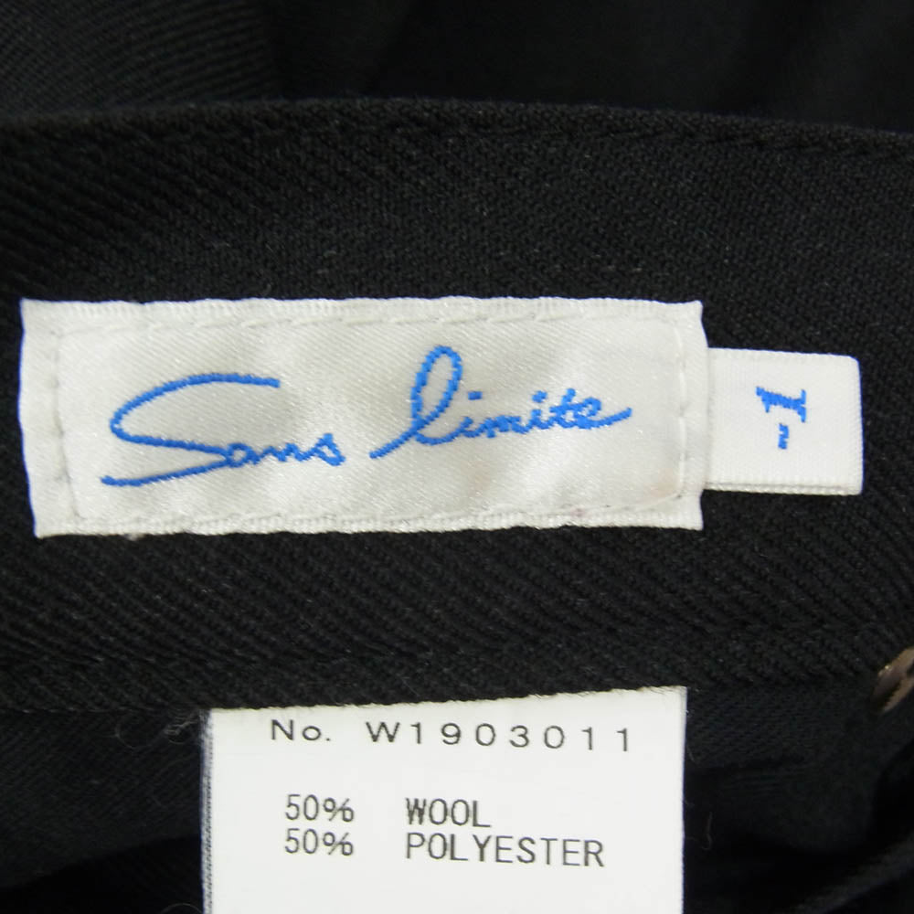 sans limite サンリミット W1903011 ウールポリ 5ポケット パンツ ブラック系 －1【中古】