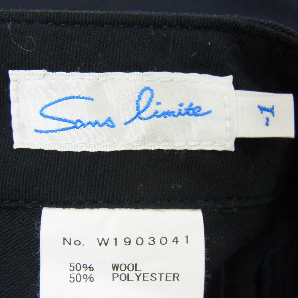 sans limite サンリミット W1903041 ウールポリ テーパード パンツ ダークネイビー系 -1【中古】