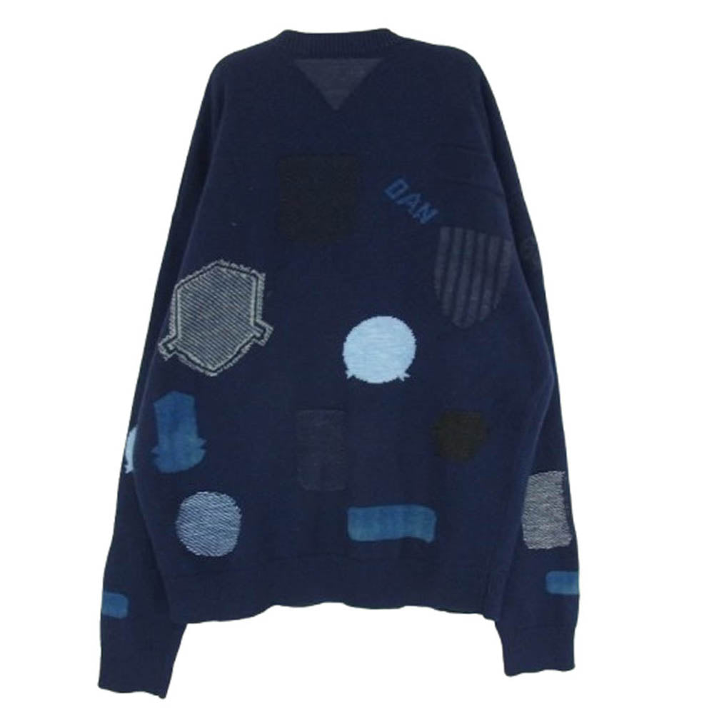 DSQUARED2 ディースクエアード 20AW s74ha1099 s17395 CREW NECK KNIT クルーネック ニット ダークネイビー系 ライトブルー系 L【中古】