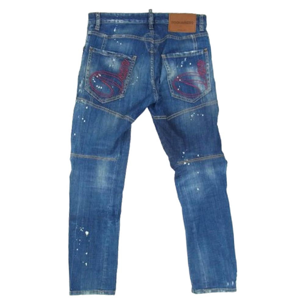 DSQUARED2 ディースクエアード s71lb0772 s30342 ダメージ加工 ストレッチデニム パンツ インディゴブルー系 46【中古】