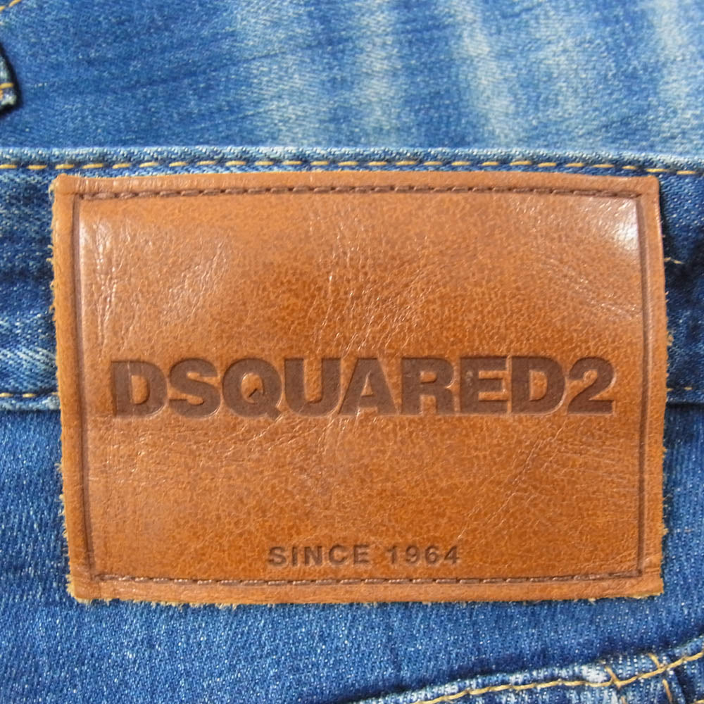 DSQUARED2 ディースクエアード s71lb0772 s30342 ダメージ加工 ストレッチデニム パンツ インディゴブルー系 46【中古】