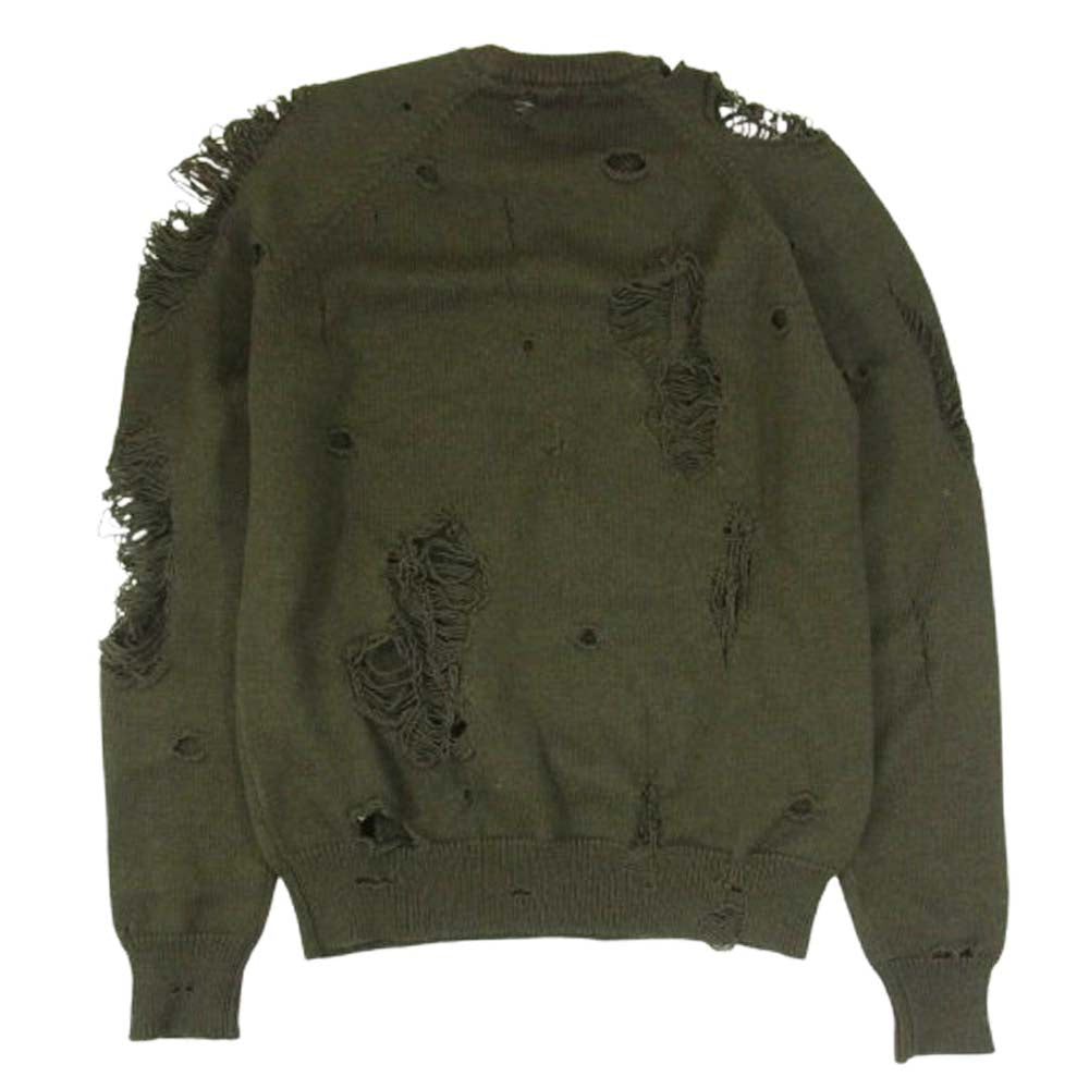 DSQUARED2 ディースクエアード s74ha0946 s16584 ダメージ加工 クルー ニット セーター カーキ系 L【中古】