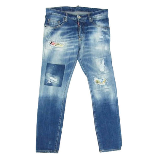 DSQUARED2 ディースクエアード s74lb1056 s30342 SKATER ダメージ加工 ストレッチデニム パンツ インディゴブルー系 46【中古】