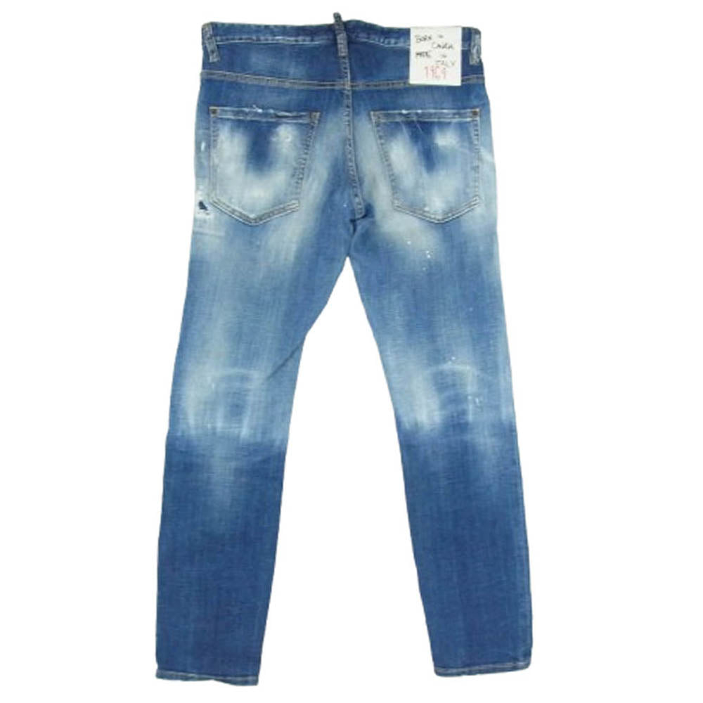 DSQUARED2 ディースクエアード s74lb1056 s30342 SKATER ダメージ加工 ストレッチデニム パンツ インディゴブルー系 46【中古】