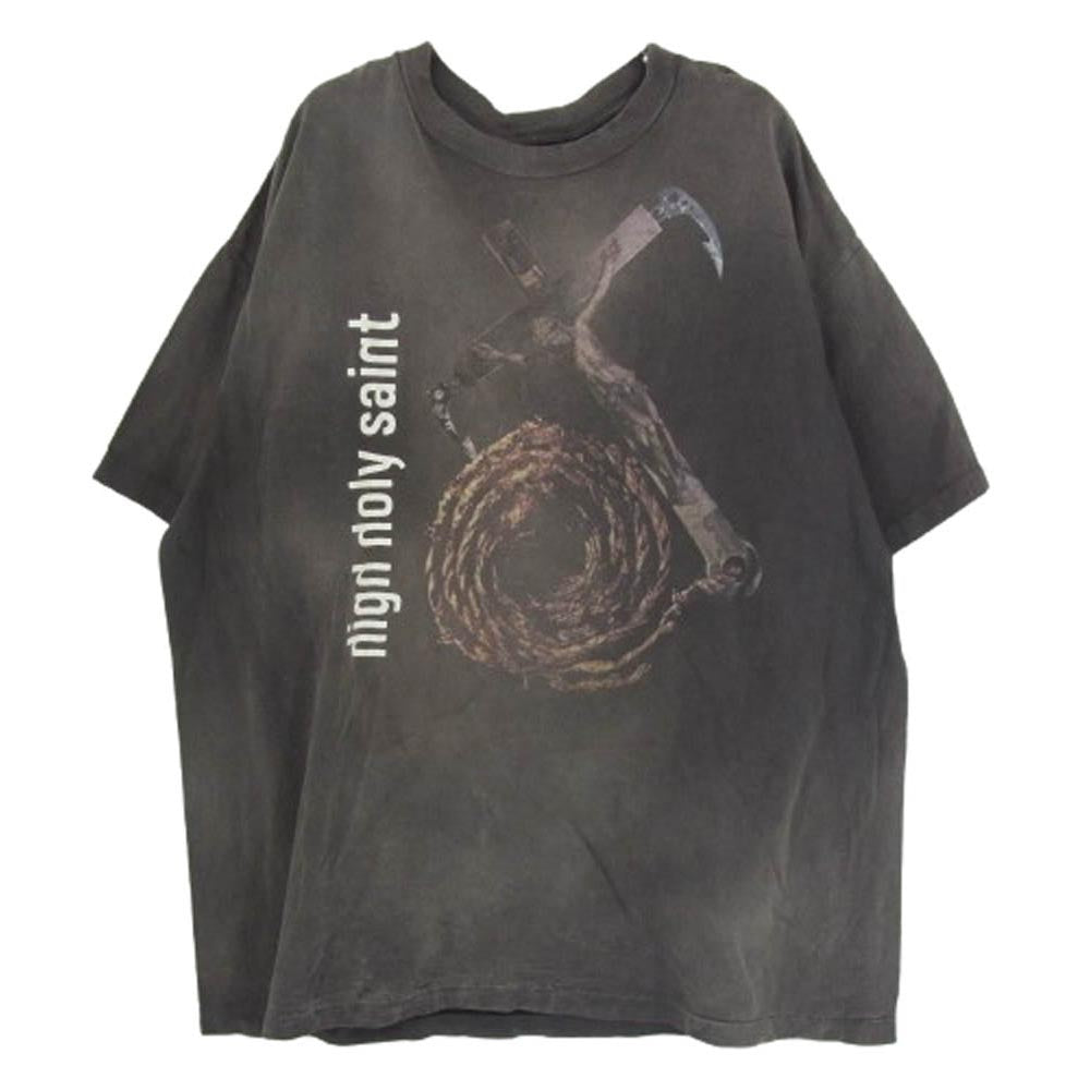 SAINT MICHAEL セントマイケル 22SS SM-S22-0000-009 TEE ANCHOR ヴィンテージ加工 半袖Tシャツ チャコール系 XXL【中古】