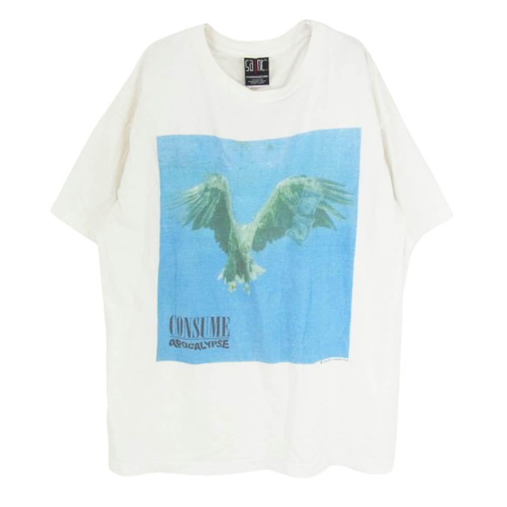 SAINT MICHAEL セントマイケル 23AW SM-A23-0000-C10 FS_SS T-SHIRT / CONSUME FORSOMEONE フォーサムワン ヴィンテージ加工 半袖Tシャツ ホワイト系 XL【中古】