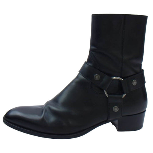 SAINT LAURENT サンローラン 443190 AQS00 Wyatt Harness Ring Boot ワイアットハーネス リングブーツ ブラック系 42【中古】