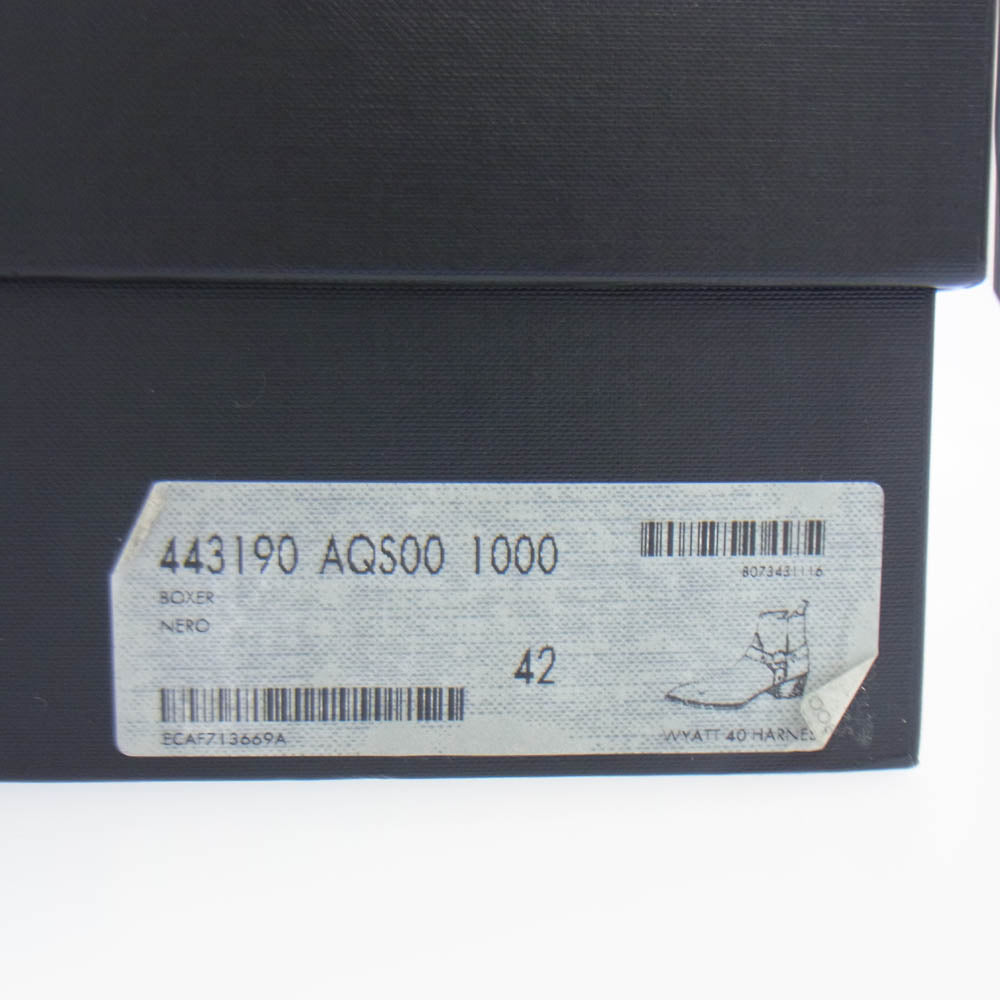SAINT LAURENT サンローラン 443190 AQS00 Wyatt Harness Ring Boot ワイアットハーネス リングブーツ ブラック系 42【中古】