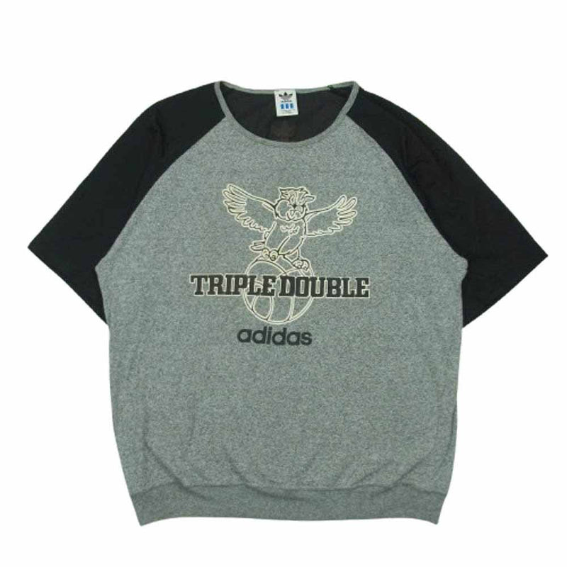 adidas アディダス ADS-6312 90s ヴィンテージ デサント メッシュ 切替し フットボート 半袖 Tシャツ グレー系 ブラック系 L【中古】