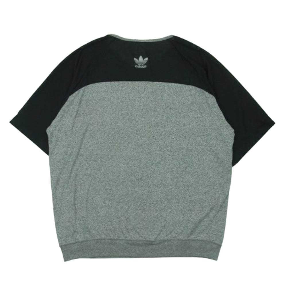 adidas アディダス ADS-6312 90s ヴィンテージ デサント メッシュ 切替し フットボート 半袖 Tシャツ グレー系 ブラック系 L【中古】