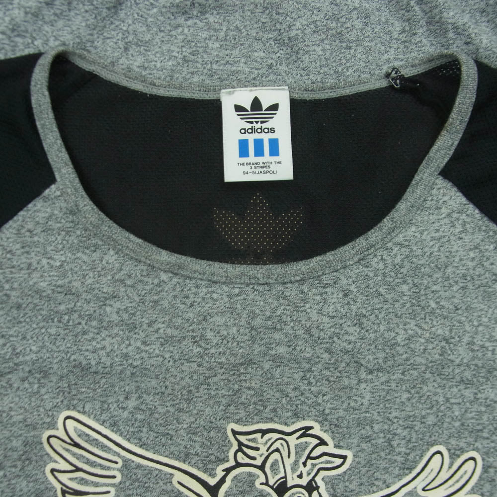 adidas アディダス ADS-6312 90s ヴィンテージ デサント メッシュ 切替し フットボート 半袖 Tシャツ グレー系 ブラック系 L【中古】
