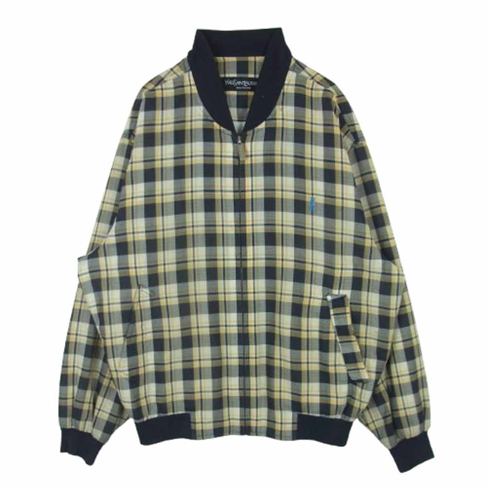 YVES SAINT LAURENT イヴサンローラン pour homme チェック柄 ブルゾン ジャケット ブラック系 イエロー系 95【中古】