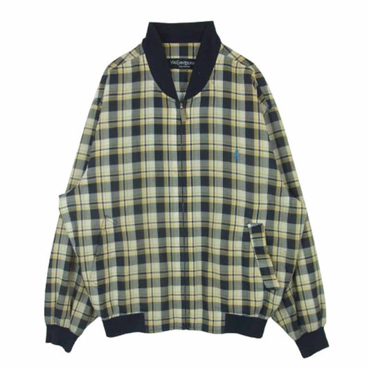 YVES SAINT LAURENT イヴサンローラン pour homme チェック柄 ブルゾン ジャケット ブラック系 イエロー系 95【中古】