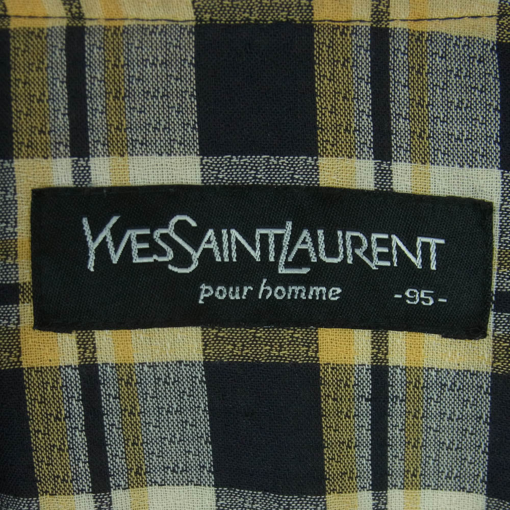 YVES SAINT LAURENT イヴサンローラン pour homme チェック柄 ブルゾン ジャケット ブラック系 イエロー系 95【中古】