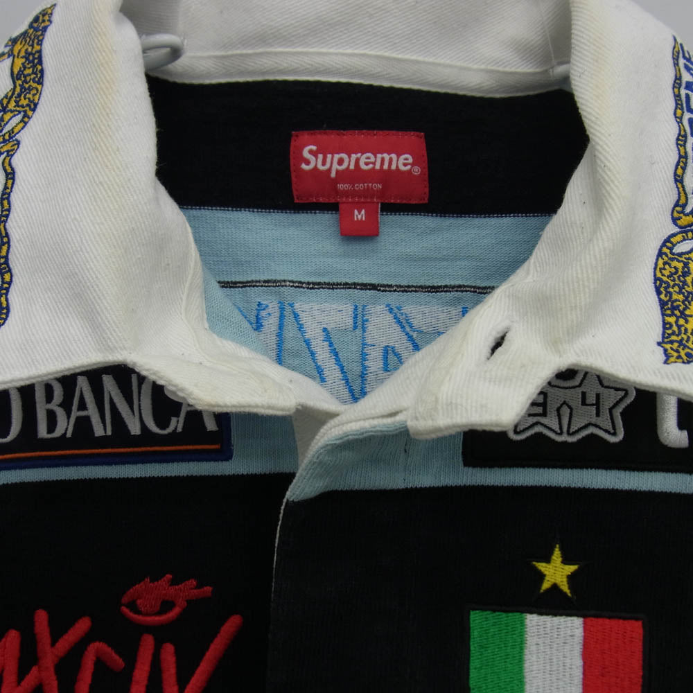 Supreme シュプリーム 22SS Stripe Rugby ストライプ ラガー 長袖 ポロシャツ ラガーシャツ ブラック系 ライトブルー系 M【中古】