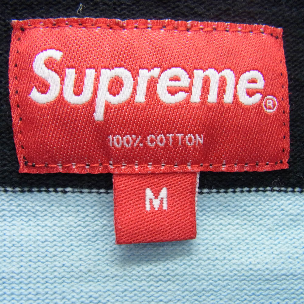 Supreme シュプリーム 22SS Stripe Rugby ストライプ ラガー 長袖 ポロシャツ ラガーシャツ ブラック系 ライトブルー系 M【中古】