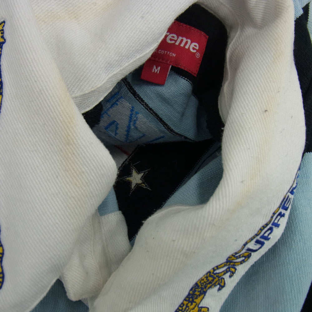 Supreme シュプリーム 22SS Stripe Rugby ストライプ ラガー 長袖 ポロシャツ ラガーシャツ ブラック系 ライトブルー系 M【中古】