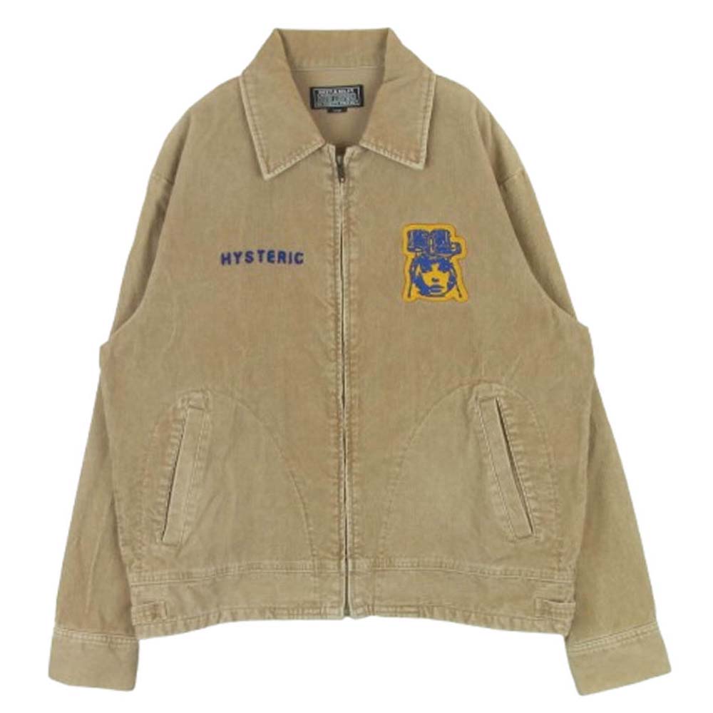 HYSTERIC GLAMOUR ヒステリックグラマー 02213AH04 HYSTERIC YOUTH刺繍 カレッジ シャツ コーデュロイ ジップ アップ ジャケット ライトブラウン系 L【中古】
